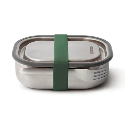 Image de BLACK + BLUM BAM SS S010 Récipient alimentaire en acier inoxydable et silicone, anti fuite, passe au four, 600 ml, vert olive, ml