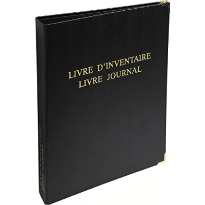 Image de Le Dauphin Réf. 928D Classeur livre INVENTAIRE et JOURNAL, Premium, coins dorés, 4 anneaux, avec recharge 100 feuillets numérotés inventaire+50 journal A4
