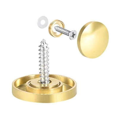 Image de sourcing map Cache Vis Miroir Décoratif Capuchons Couverture Clous Poli Doré 22mm 4Pcs