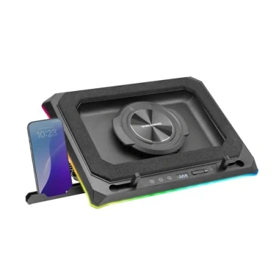 Image de Mars Gaming MNBC Ultra, Base de Refroidissement et Support, Ventilateur 140mm, Technologie CoolCore Airflow, RGB Chroma, 5 Positions, Compatibilité Jusqu’à 18, Support Smartphone, 4X USB A, Noir
