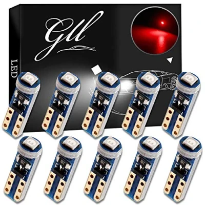 Image de Ampoules LED T5 Rouge W1.2W W2.3W pour Tableau de Bord 3030 SMD 60 Lumen DC 12V