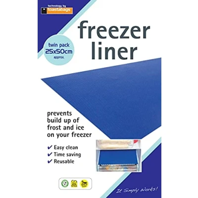 Image de Toastabags Lot de 2 doublures d&#039;étagère tiroir congélateur Empêche l&#039;accumulation givre et glace, gain temps, facile à nettoyer, réutilisable