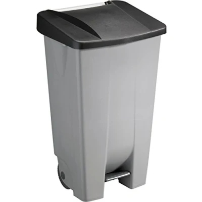 Image de helit h2405595, tretabfallbehälter avec roulettes, 120 l, gris/noir