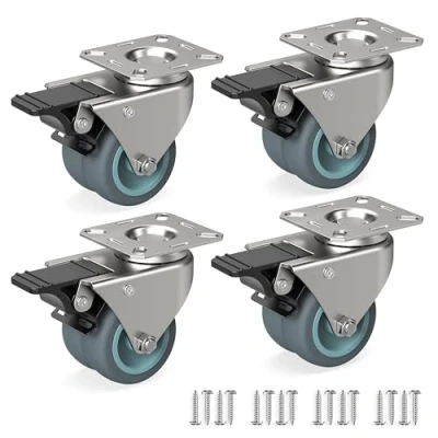 Image de RAVN HAMAN Jeu de 4 Roulettes pour meubles 50 mm pivotantes avec frein jusqu&#039;à 100 kg par roue charge lourde usage intérieur et extérieur industrielles