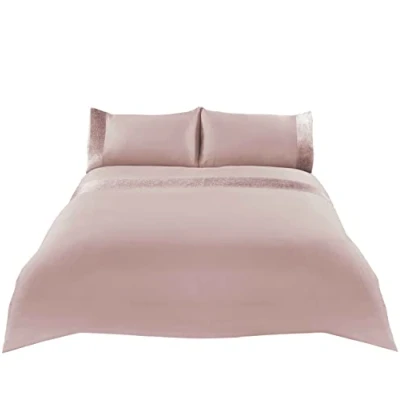 Image de Sienna Pailleté Housse de Couette avec Taie d&#039;oreiller Scintillant Velours Ensemble Literie Fard à Joues Rose, Roi