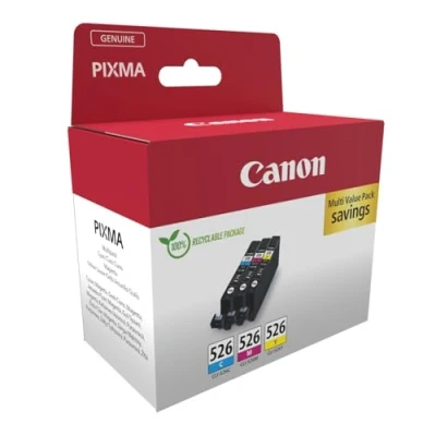 Image de Canon CLI 526 Lot de 3 Cartouches d&#039;encre Authentiques (Cyan, Magenta, Jaune) Carton Multipack