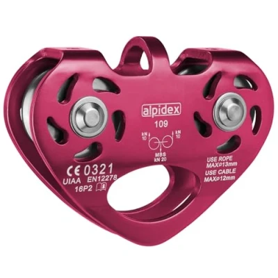 Image de ALPIDEX poulie tyrolienne Double pour des Cordes Textiles d&#039;Un diamètre de 13 mm et en Acier 12 mm, Couleur:Rose Vif