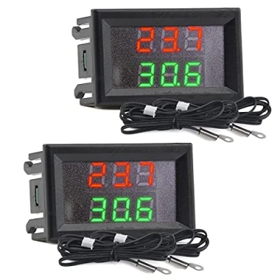 Image de Aideepen Mini Thermomètres, Numériques à Double Affichage LED Rouge/Vert DC 4 28 V avec Sonde en Métal étanche NTC 50 C 120 C, Testeur de Température