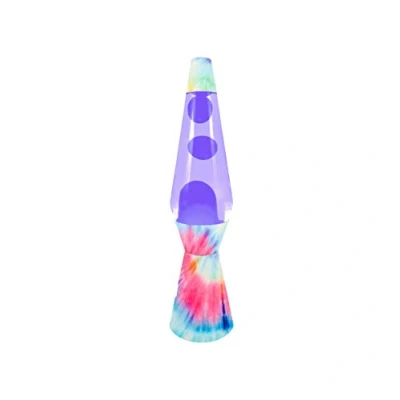 Image de fisura. Lampe à lave bale tie dye. Base de dye, liquide violet et violette. d&#039;ambiance originale. Avec ampoule rechange. 11 cm x 11cm 40 cm.