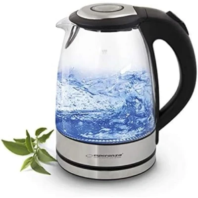 Image de Esperanza Bouilloire en verre et acier inoxydable 1,7 l 2200 W Sans fil Éclairage LED bleu