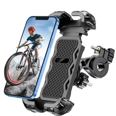 Image de Glangeh Support Telephone Velo [Verrouillage Sécurisé], Installation Rapide Anti Chute Moto 360 Rotation, Compatible avec iPhone 16 Plus/15 Pro Max, Autres Smartphones de 4.7 6.8