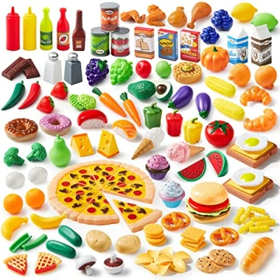 Image de JOYIN Jeu de Cuisine 135 Pièces pour Marché Simulation Marché, Cuisine, Accessoires Faux Aliments, Fournitures Fête, Vacances