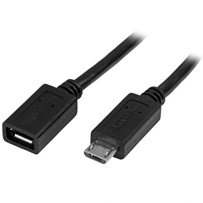 Image de StarTech.com Câble d&#039;extension Micro USB de 50 cm Rallonge B vers Prolongateur M/F Noir (USBUBEXT50CM)