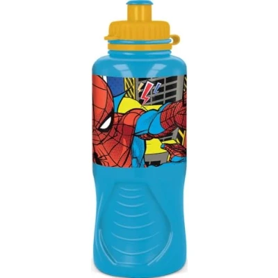 Image de Marvel Gourde bleue pour enfants en plastique Spiderman Homme Araignée 400 ml avec fermeture anti goutte et bande antidérapante