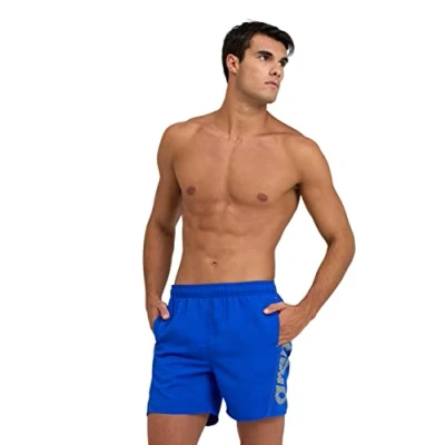 Image de Arena Boxer de Plage et Piscine Fundamentals Logo R pour Hommes, Maillot Bain en Tissu Doux Recyclé à Séchage Rapide, avec Slip Intérieur Maille