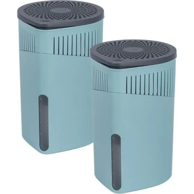 Image de WENKO Lot de 2 déshumidificateurs Design Drop Rechargeables 1kg Absorbeur humidité Intérieurs, Caravane Anti et moississure Jusque 3 Mois Idéal 80m² 15x23cm Turquoise