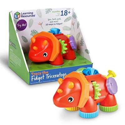 Image de Learning Resources The Fidget Tracy Le tricératops à Manipuler, 1 pièce, partir de 18 Mois, bébé, sensoriels la Petite enfance, motricité Fine, Jouets Montessori, LER9147, Multicolore, Medium