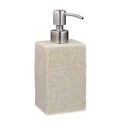 Image de relaxdays Porte Savon Liquide, 200 ML, Rechargeable, Salle de Bain, Distributeur shampoing, Pompe en INOX, Beige, 1 élément