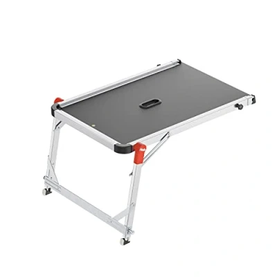 Image de Hailo TP2 Pro Plateforme de travail pour escabeaux jusqu&#039;à 4 marches, avec cadre solide en aluminium, charge maximale : 150 kg, poids 9 argenté