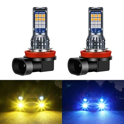 Image de Yifengshun 2 pièces H8 / H11 LED jaune + bleu feux de brouillard, 24SMD 3030 couleurs pour la voiture frontale brouillard lumière Daytime lumières DRL 12V