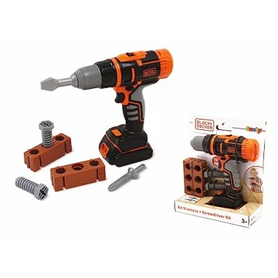 Image de Smoby Black+Decker Perceuse Visseuse Mécanique Jouet Bricolage Enfant 2 Embouts + 4 Accessoires 360918