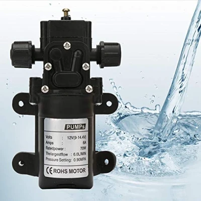 Image de Pompe à amorçage automatique DC 12V 70W 6L / Min, eau diaphragme automatique, filetage latéral, À faible bruit, Haute pression, Aspiration simple