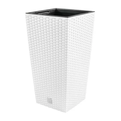 Image de 19 L Prosperplast Rato Square grand pot carré en plastique AVEC réservoir blanc, 45 (H) x 24 (L) (P) cm