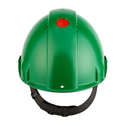 Image de Casque de sécurité 3M™ G3000 vert, ventilé, avec harnais à crémaillère et basane synthétique