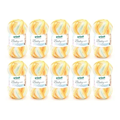 Image de Fil Gründl Baby color (fil pour tricot &amp; crochet au caractère laineux, composé de 70 % d’acrylique et 30 polyamide, 50 g / 150 m, aiguilles n 3 ½ à 4 ½, 10 x g), Orange Multicolor