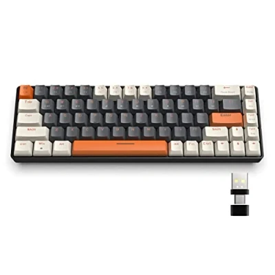 Image de YINDIAO K68 60% Clavier de jeu Mécanique Sans fil,Bluetooth 5.0/2.4Ghz Mini Compact 68 Touches avec Récepteur Double Mode,échangeable à Chaud,Interrupteur Bleu,pour PC,Mac,PS4 (Milk Shake)