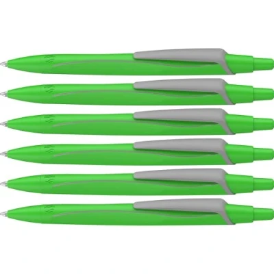 Image de Schneider 131924 Reco Neon Edition Lot de 6 stylos à bille (en plastique recyclé, récompensé par l&#039;ange bleu, couleur l&#039;encre : bleu) vert fluo