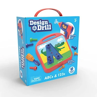Image de Learning Resources Alphabet et chiffres Design &amp; Drill, jeu de construction pour la motricité fine