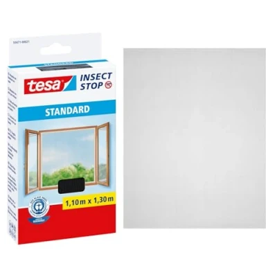 Image de tesa Insect Stop Auto Agrippant STANDARD pour Fenêtres Filet Anti Moustiques Adhésif Découpable à la Dimension Souhaitée Anthracite, 110 cm x 130