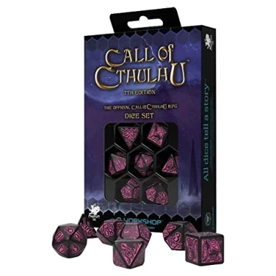 Image de Q WORKSHOP CTR3P Call of Cthulhu 7th Edition Dice Set Black &amp; Magenta (7)