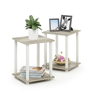 Image de Furinno Simplistic Table de Bout ensemble 2, Chêne, Bois, Oak/Blanc Sonoma, One Size
