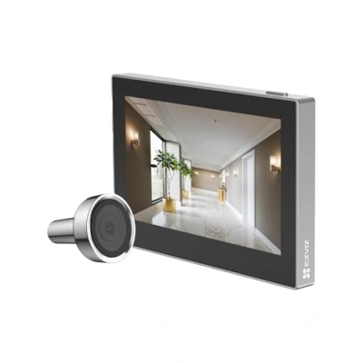 Image de EZVIZ CP2 Judas sans Fil avec Ecran Couleur de 4,3 Pouces, Visiophone 2MP Batterie 2200 mAh, Angle Vision 146,2.4GHz Wi FI, F1.6 Grande Ouverture, Convient aux Trous 14 à 26 mm, Argent