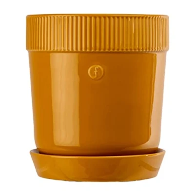 Image de Sagaform Cache pot Elise avec soucoupe Ø17 cm Jaune