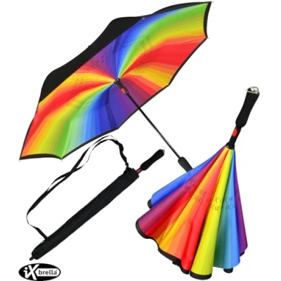 Image de iX brella Parapluie inversé à ouverture automatique l&#039;envers, Noir/multicolore, 104 cm