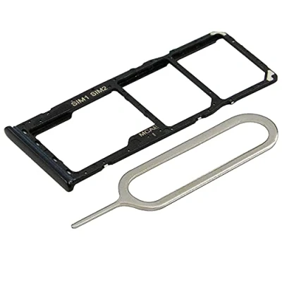 Image de MMOBIEL Tiroir Carte Dual SIM de Rechange Compatible avec Samsung Galaxy A12 2020 INCL. l&#039;épingle Support Noir