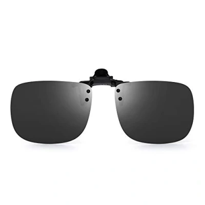 Image de JM Polarisé Lunettes de Soleil Clip Lentille Flip Up Sans Cadre pour Vue Optique Gris
