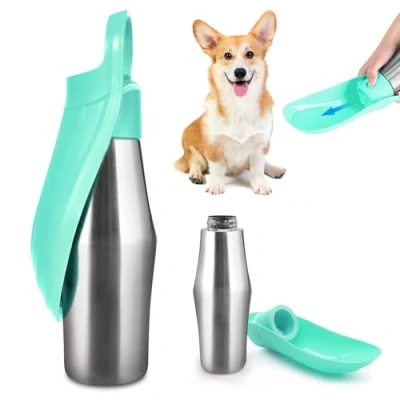 Image de Gourde Pour chien 750 ml Pliable à 180 Portable En acier inoxydable la formation Vert 1