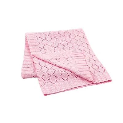 Image de Couverture en Tricot Pour Bébé Garçon filles, Odot Simple Ultra Douce et Moelleuse Gigoteuse d?Emmaillotage Carré Poussettes ou Lits Housse de Parure lit (80x100cm,Rose)