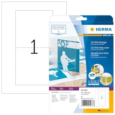 Image de Herma 5033 Jaquette pour étuis CD slimbox 121 x 242 A4 Blanc