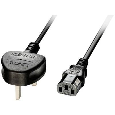 Image de Lindy Câble d&#039;alimentation IEC 60320 C13 pour BS 1363 (M) 5 m moulé noir