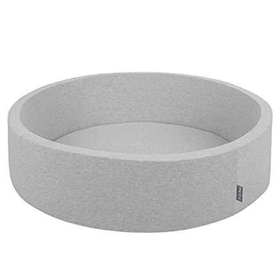Image de KiddyMoon Piscine À Balles pour Bébé Rond 120X30cm/Sansballes Grande Fosses Boules Jouet Enfant, Gris Clair