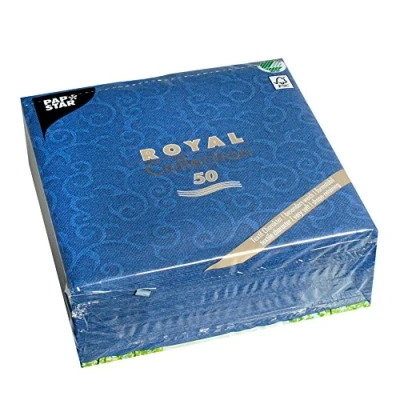 Image de Papstar Serviettes de Table 84888 Bleu foncé 7,8 x 20 cm