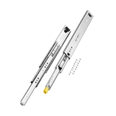 Image de VEVOR Glissière de tiroir à extension complète, 1 paire, coulisse verrouillable, 400 mm, capacité charge 113,4 kg, rail coulissant montage latéral avec roulement billes et verrou