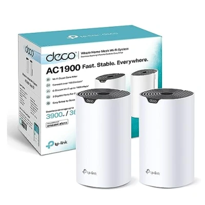 Image de TP Link Deco WiFi Mesh AC1900Mbps S1900(2 pack), Couverture de 360㎡, Contrôle Parental, Compatible avec Amazon Alexa, 3 Ports Gigabit