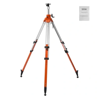 Image de VEVOR Trépied de Niveau Laser, Filetage 5/8&quot; 11, d&#039;Arpentage Robuste, Réglable en Hauteur 1145 2905 mm, Bulle Niveau, Limiteur Diffusion, Pieds Antidérapants Relevables pour Construction