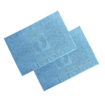 Image de OG ER Lot de 2 Tapis Bain en Tissu éponge, lavables, 100% Coton, absorbants et à séchage Rapide (Bleu Clair, 50 x 70 cm) Bleu Clair